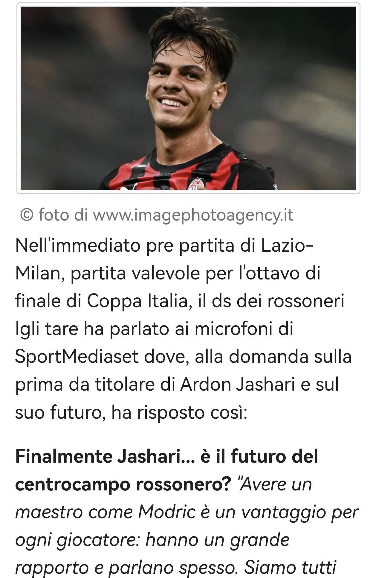 开云世界杯-米兰体育总监：亚沙里和莫德里奇关系很好，他经常和莫德里奇交流